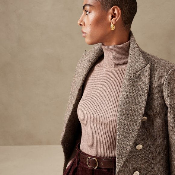 Banana Republic Sweaters - Banana Republic Mitico Turtleneck Sweater Heather Taupe Small S